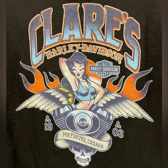 Clare’s Harley Davidson Port Dover, Ont Canada Biker Shirt - Picture 4 of 7